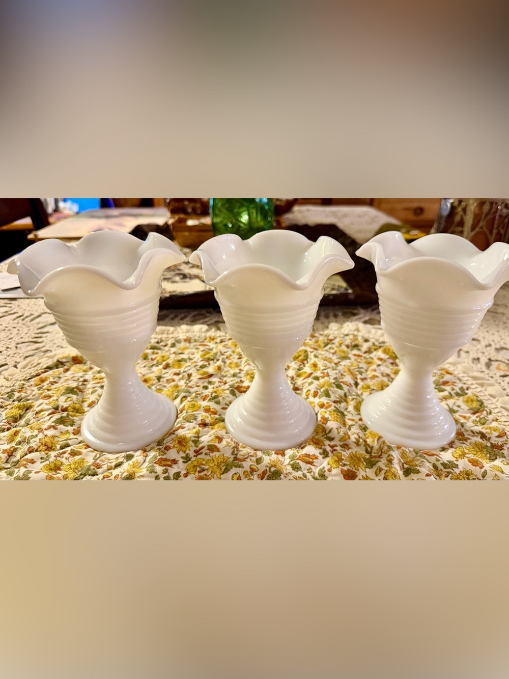 Vintage Milk Glass Footed Ice Cream Cups.